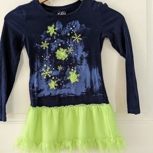 Girls long leave tunic shirt ruffle tulle size 8